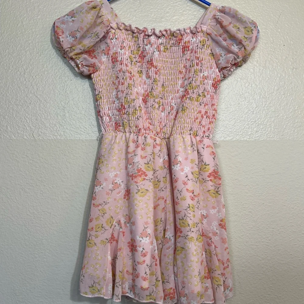 Zunie Girls 7 Floral Pink Dress with built in shorts